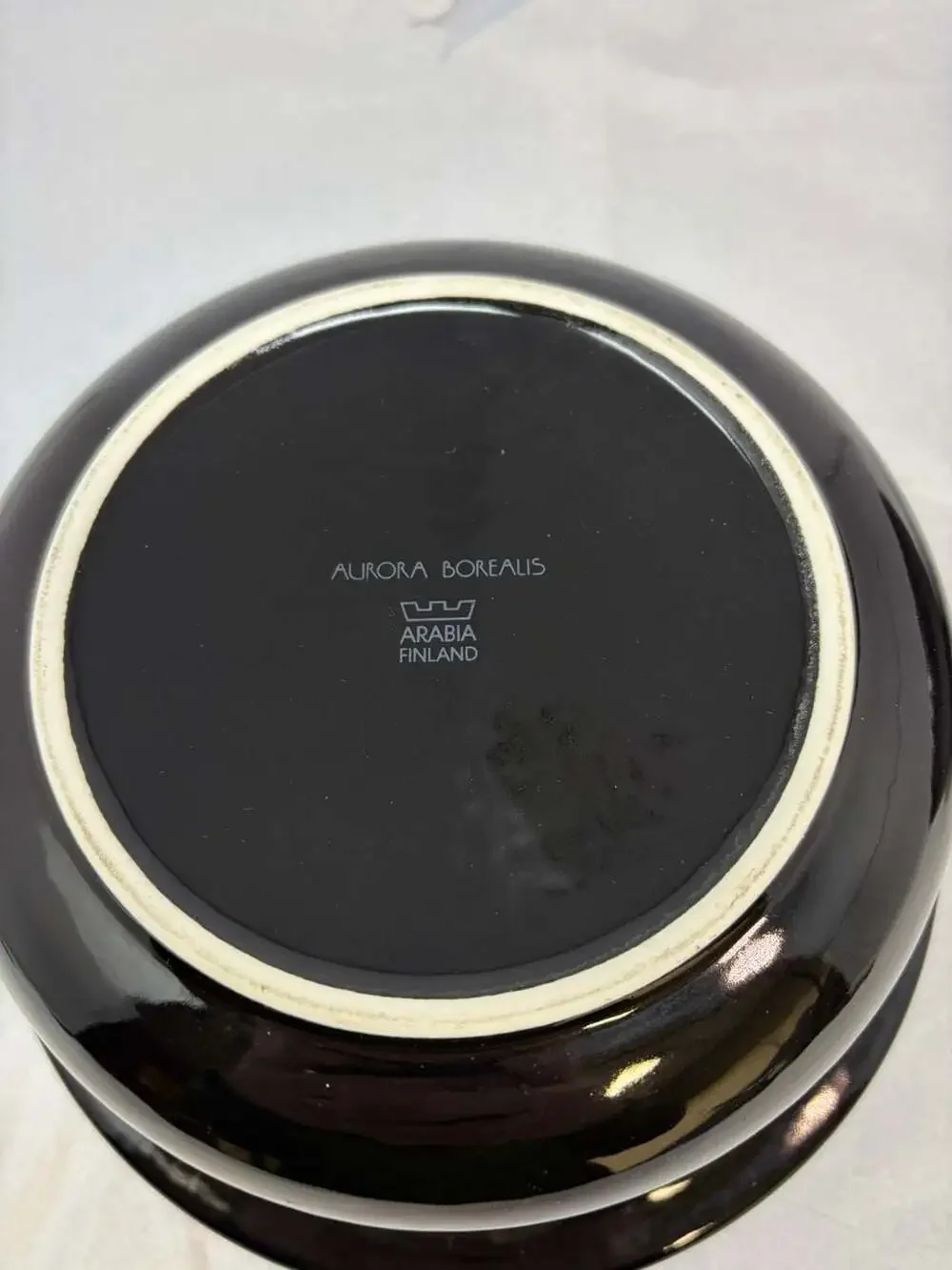 Arabia Finland Aurora Borealis Black Covered Casserole Dish/serving bowl 8 inch